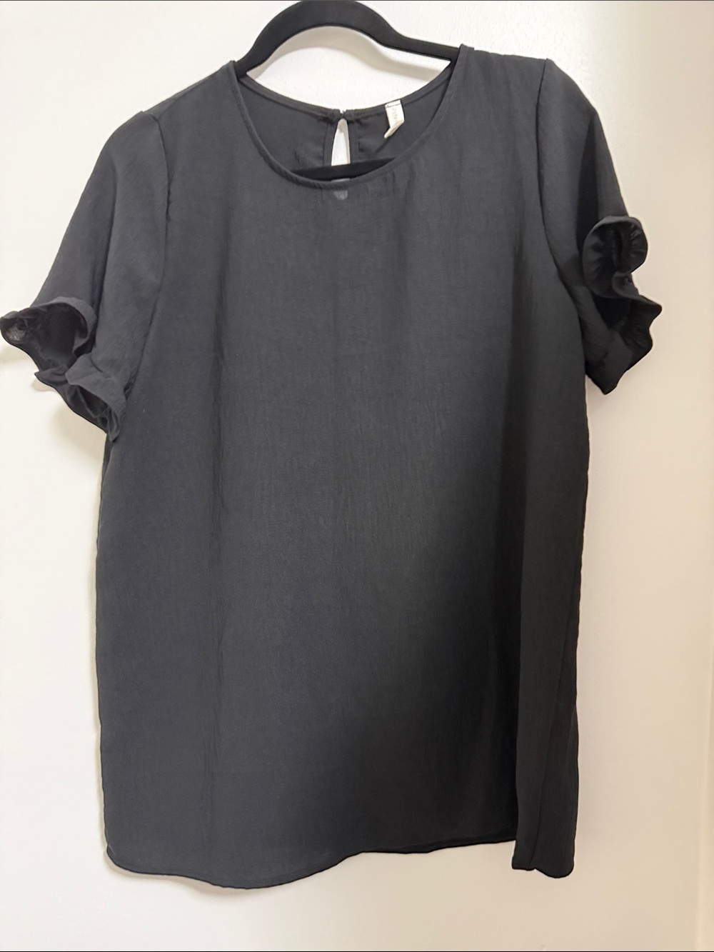Pinkblush Maternity Black Ruffle Short Sleeve Blouse